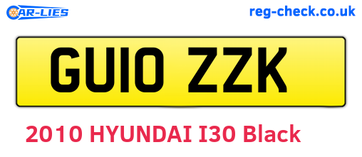 GU10ZZK are the vehicle registration plates.