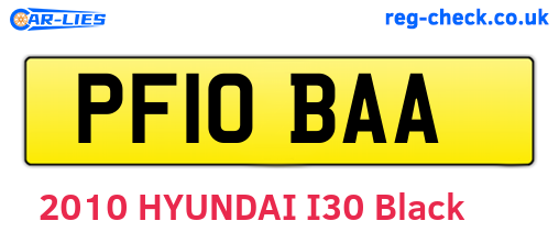 PF10BAA are the vehicle registration plates.
