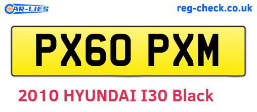 PX60PXM are the vehicle registration plates.