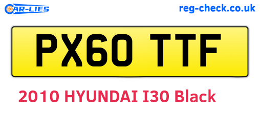 PX60TTF are the vehicle registration plates.