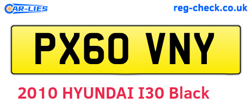 PX60VNY are the vehicle registration plates.