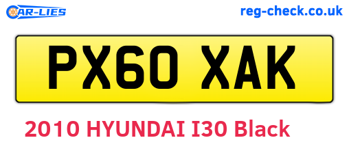 PX60XAK are the vehicle registration plates.