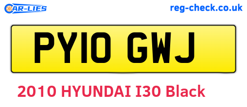 PY10GWJ are the vehicle registration plates.