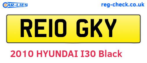 RE10GKY are the vehicle registration plates.