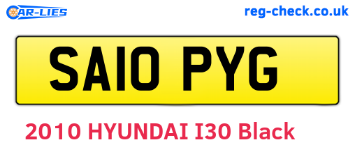 SA10PYG are the vehicle registration plates.