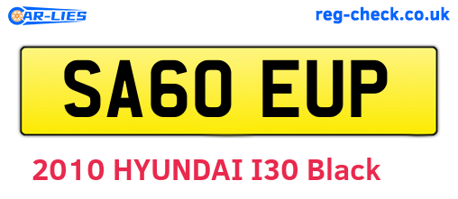 SA60EUP are the vehicle registration plates.