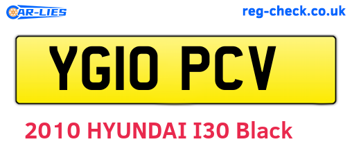 YG10PCV are the vehicle registration plates.