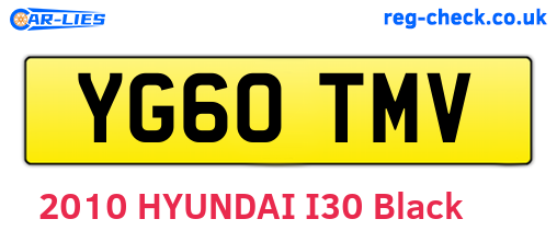 YG60TMV are the vehicle registration plates.