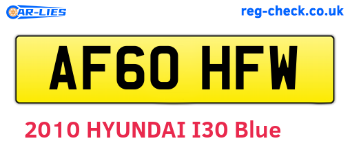 AF60HFW are the vehicle registration plates.