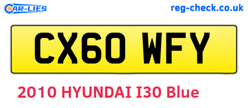 CX60WFY are the vehicle registration plates.