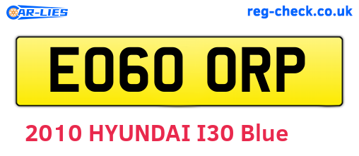 EO60ORP are the vehicle registration plates.