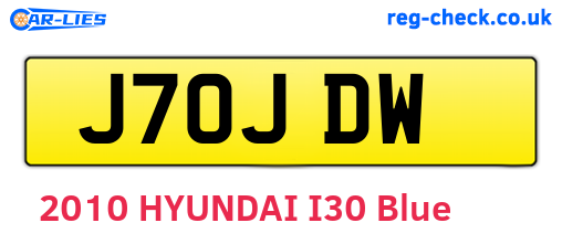 J70JDW are the vehicle registration plates.