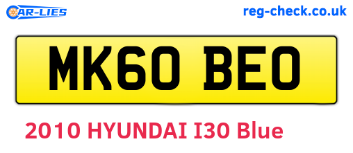 MK60BEO are the vehicle registration plates.
