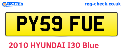 PY59FUE are the vehicle registration plates.