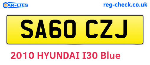 SA60CZJ are the vehicle registration plates.