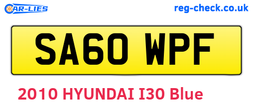 SA60WPF are the vehicle registration plates.