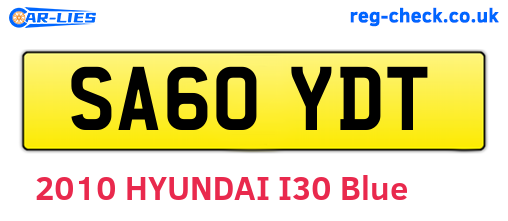 SA60YDT are the vehicle registration plates.