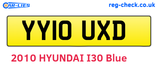 YY10UXD are the vehicle registration plates.