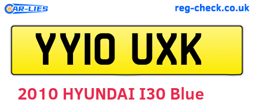 YY10UXK are the vehicle registration plates.