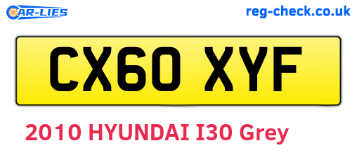 CX60XYF are the vehicle registration plates.