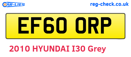 EF60ORP are the vehicle registration plates.