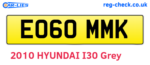 EO60MMK are the vehicle registration plates.