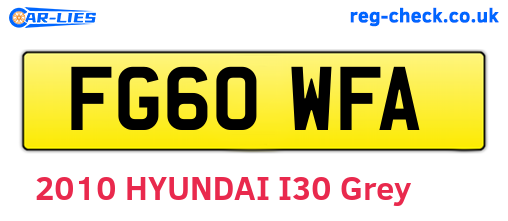 FG60WFA are the vehicle registration plates.