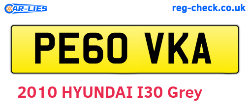 PE60VKA are the vehicle registration plates.