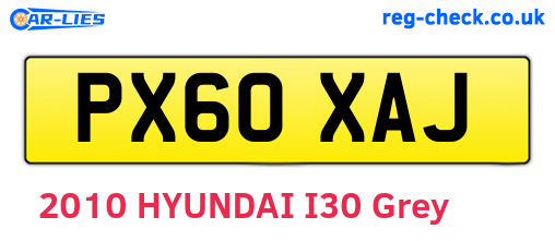 PX60XAJ are the vehicle registration plates.