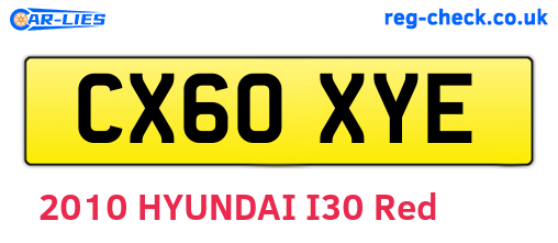 CX60XYE are the vehicle registration plates.