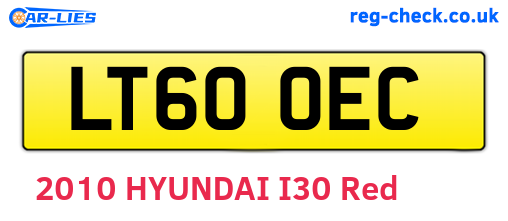 LT60OEC are the vehicle registration plates.