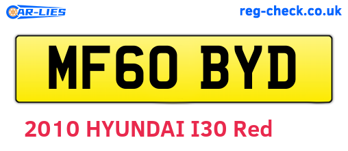 MF60BYD are the vehicle registration plates.