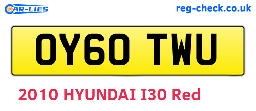 OY60TWU are the vehicle registration plates.