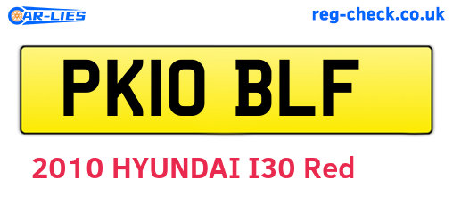 PK10BLF are the vehicle registration plates.