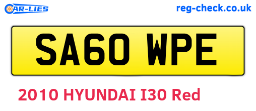 SA60WPE are the vehicle registration plates.