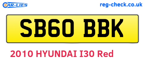 SB60BBK are the vehicle registration plates.