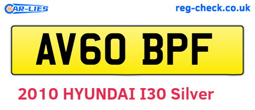 AV60BPF are the vehicle registration plates.