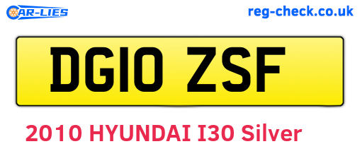 DG10ZSF are the vehicle registration plates.