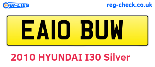 EA10BUW are the vehicle registration plates.