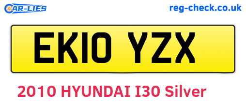EK10YZX are the vehicle registration plates.