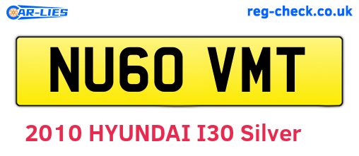 NU60VMT are the vehicle registration plates.