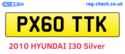 PX60TTK are the vehicle registration plates.
