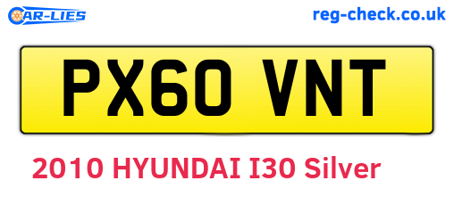 PX60VNT are the vehicle registration plates.