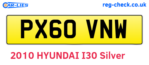 PX60VNW are the vehicle registration plates.