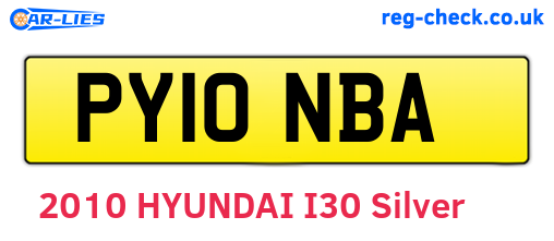 PY10NBA are the vehicle registration plates.