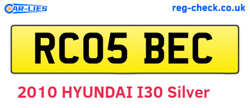 RC05BEC are the vehicle registration plates.