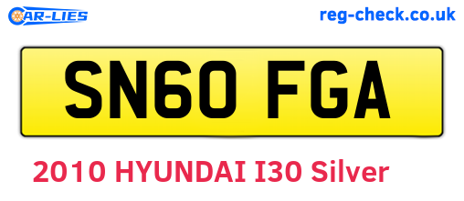 SN60FGA are the vehicle registration plates.