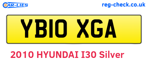 YB10XGA are the vehicle registration plates.