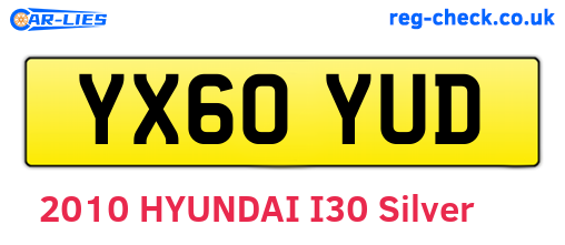 YX60YUD are the vehicle registration plates.