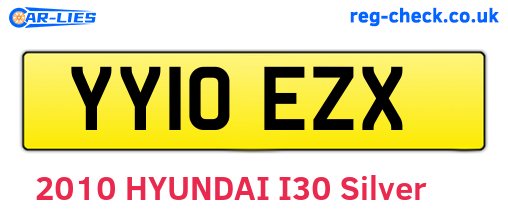 YY10EZX are the vehicle registration plates.